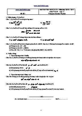 Đề thi thử học kỳ II môn Toán Lớp 11 - Năm học 2010-2011 - Đề số 3 (Có đáp án)